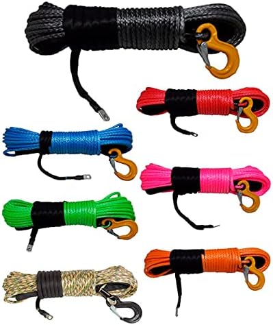California Cordage 3/8" x 100' Gray DynaTech UHMWPE Winch Rope with G80 Forged Hook