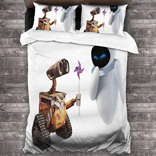 SHANXISJ Wall.E Robot Bedding 3 Piece Set Double Ultra Luxury Soft Lightweight Comfortable Quilt Coverlet and 2 Pillow Shams, All Season Stylish Bedspread (70 x 86 inch)