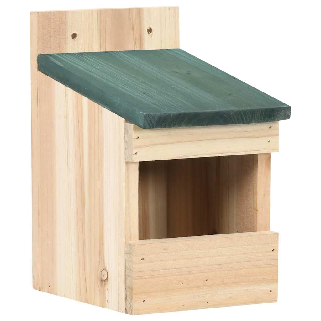 Set di 4 casette per uccelli in legno di abete, 12 x 16 x 20 cm, per giardino e terrazza, resistenti alle intemperie, con tetto verde