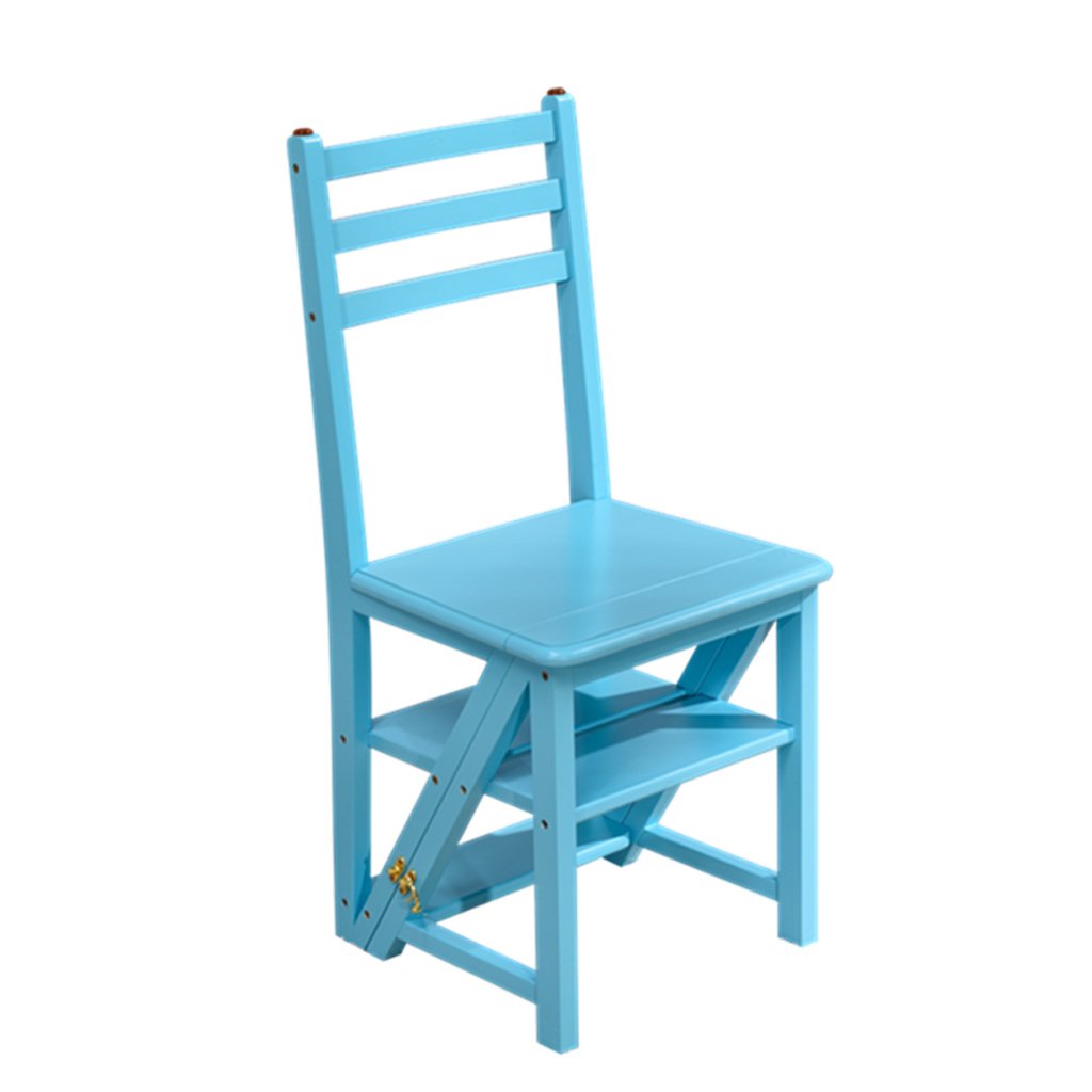 Chaise d'échelle en bois bleu LUNEZY pour atteindre vos placards hauts facilement