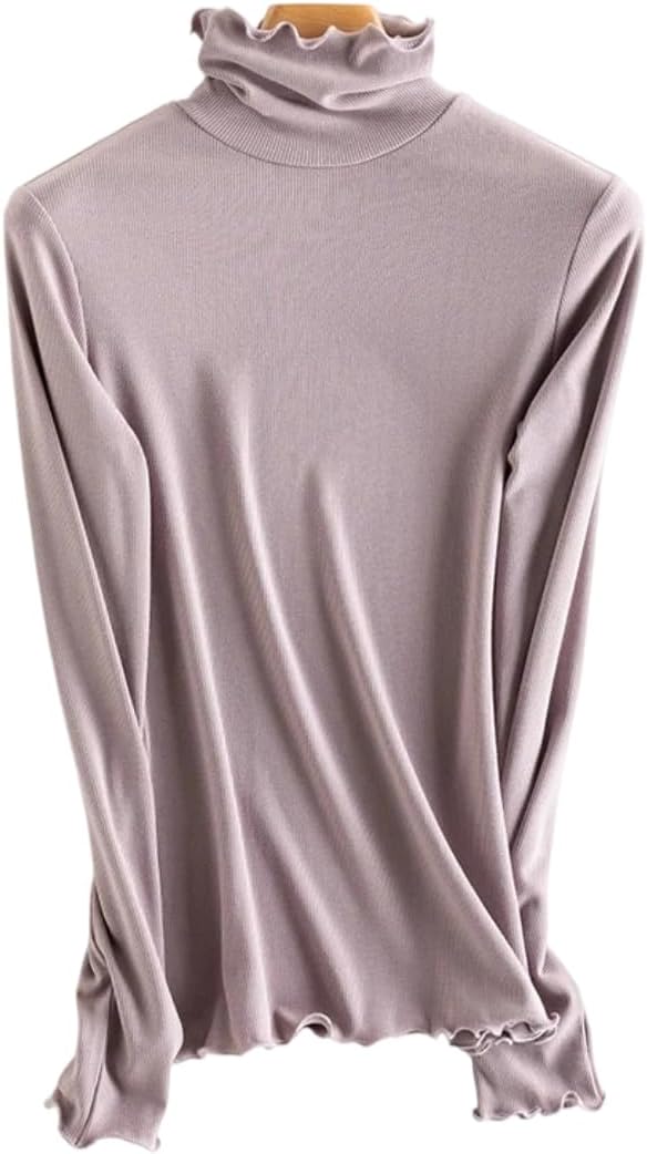 Women Bottoming T Shirt, Silk Viscose Blend, Long Sleeves, Solid Basic Thermal Shirt (Cream O,X-Large)