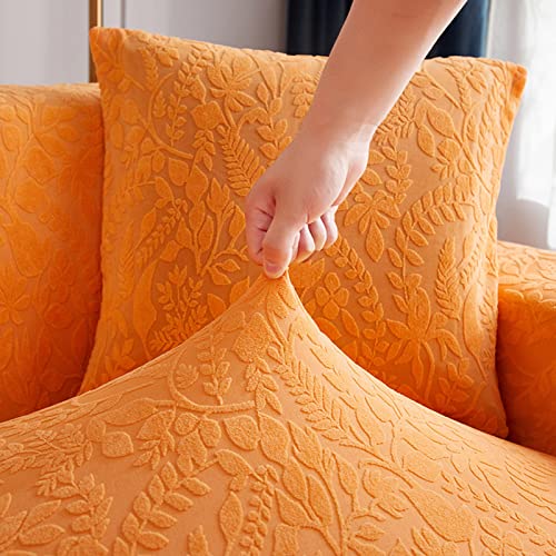 Housse de canapé jacquard imperméable extensible 2 places orange