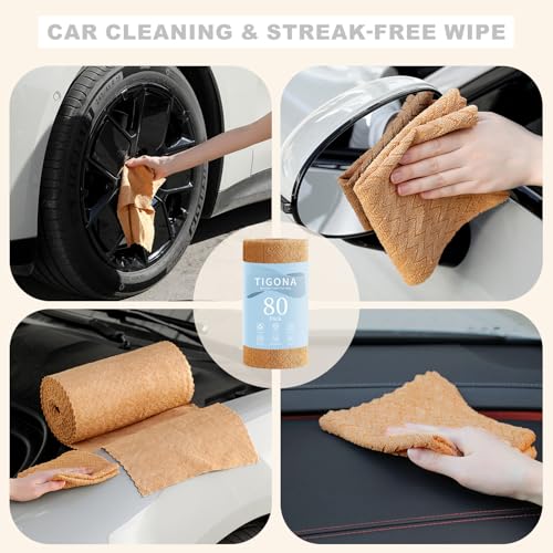 Image of 80 Pack Microfiber Cleaning Cloth Roll Reusable Paper Towels 12 inchx12 inch Tear Away Cloth,Absorbent Dish Rags for House Kitchen,Wash Cloths,Lint Free Rags for Window Cars Cleaning Supplies