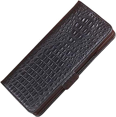 Njcore Genuine Leather Flip Phone Cover, For Sony Xperia Pro-I (2021) 6.5 Inch Stent Function Crocodile Texture Folio Case [Card Holder],Black #TOP6