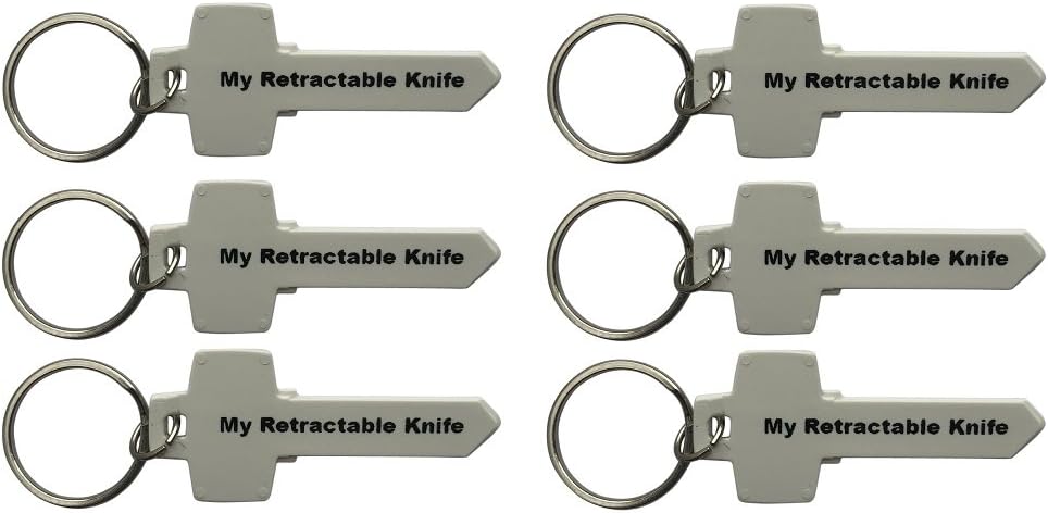 Retractable Mini Box Cutter Utility Razor Blade -Stores Easily on a Keychain with ring provided (Pack of 6)