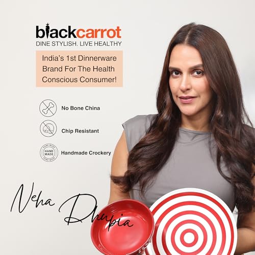 Image of BlackCarrot Ceramic Dinner Set, 21 Pcs, Red | Stoneware Series | Crockery Set for Dining Table | Dining Sets Crockery Items | Glossy Finish | Premium Ceramic (Red, 21 Pieces)