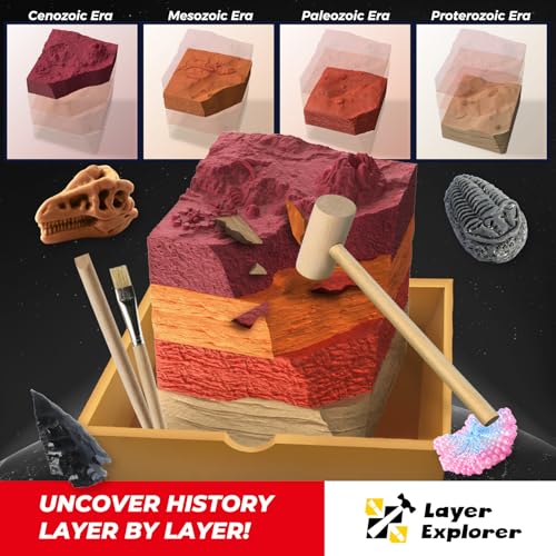 Paleontological Site Fossil Dig Kit for Kids, Dig Up 4 ERAS Ancient Creatures Kit, Archaeology Kits with Rocks and Minerals, Educational Stem Toy for Kids Age 6+, Birthday Gift for Boys Girls - Image 4