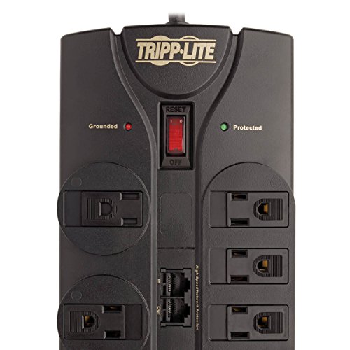 Tripp Lite 8 Outlet Surge Protector Power Strip, 10Ft Cord, Right-Angle Plug, Tel/Modem/Coax/Ethernet Protection, Rj11, Rj45, & $250,000 Insurance (Tlp810Net) Grey #TOP3