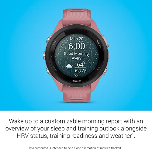 Image of Garmin Forerunner 265S Running Smartwatch, Colorful AMOLED Display, Training Metrics and Recovery Insights, Light Pink and Powder Gray