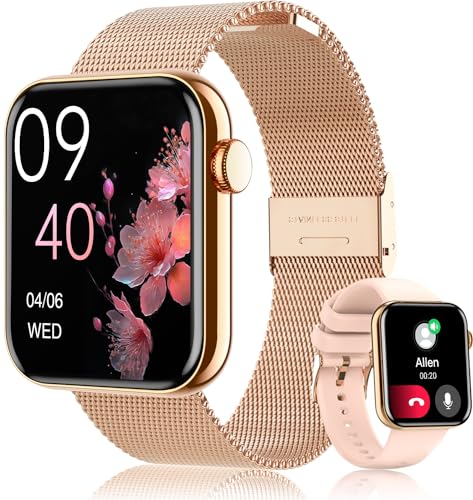 Montre Connectée Femme 1,19" AMOLED - Appels, Santé, 120 Modes Sport, étanche IP67 - Or Rose - Bracelets Interchangeables