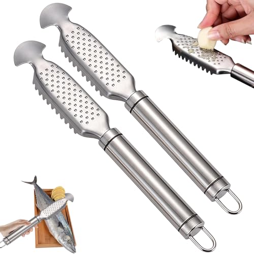 Fish Scale Remover, Stainless Steel Fish Descaler Tool Multifunction Fish Scale Scraper with Ergonomic Handle for Kitchen Seafood (2 PC)