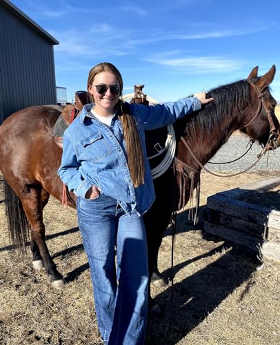 ZENTHACE Women's Flannel Lined Washed Denim Work Play Shirt Jacket,Fall Winter Light-Med Jean Shacket2