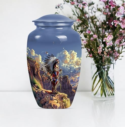 Image of Native American Urns for Ashes - Urns for Human Ashes - Cremation Urn for Ashes - Urns for Human Ashes Adult Male Dad - Burial Urns for Cremated Remains (10 inch Pack of 1)