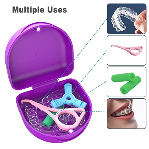 Retainer Case Denture Case: BVN Orthodontic Dental Case, Slim Braces Case, Mouth Guard Case, Denture Box, Teeth Aligner Case, Night Guard Case Container Storage Holder Purple - Thumbnail 5