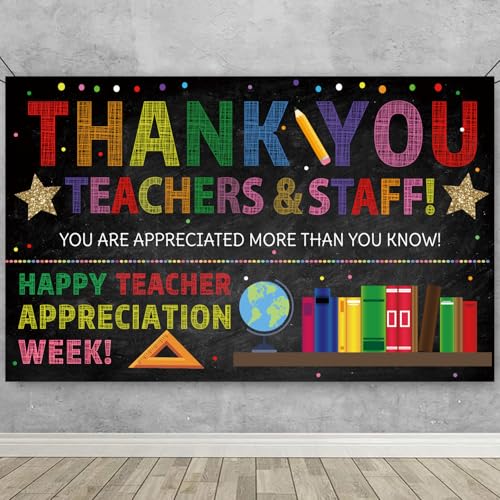 Banner de fundo da semana de apreciação do professor, decorações de sala de aula, faixa de agradecim