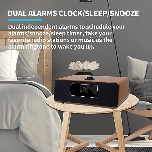 Image of LEMEGA MS3 Internet Radio, Podcasts,Spotify, Bluetooth, FM Stereo, Walnut | Full colour display, 40 presets, remote control, acoustic wooden cabinet, headphone jack, USB, AUX-in, dual alarms clock