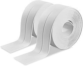 HEXONIQ® Bathroom Sealant Caulk Strip PE Self Adhesive Tape, Waterproof & Anti Mould Seal Strip Wall Sealing Tape for Kitchen Bathtub Sink Toilet Wall Edge Protector (W-2.2cm x L-3.2m) (White, 2 Pcs)
