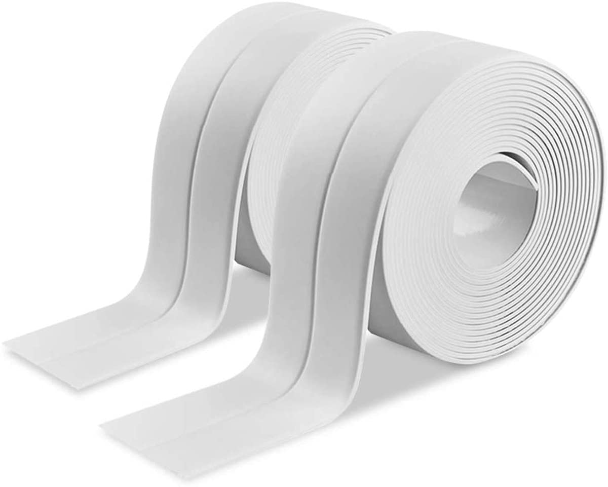 hexoniq HEXONIQ® Bathroom Sealant Caulk Strip PE Self Adhesive Tape, Waterproof & Anti Mould Seal Strip Wall Sealing Tape for Kitchen Bathtub Sink Toilet Wall Edge Protector (W-2.2cm x L-3.2m) (White, 2 Pcs)-picture-8
