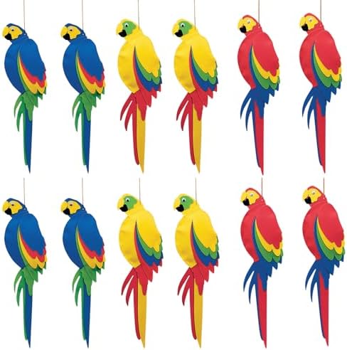 Fun Express 21" Jumbo Multicolored Foam Parrots 12 Pack - Luau Party Decorations Hawaiian Tropical Decor | Tiki Party Supplies for Rainforest VBS Jungle Theme Birthday | Summer Hanging Bird Decor image 4