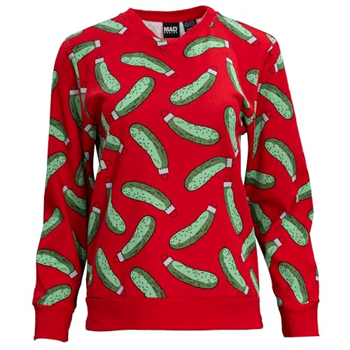 Mad Engine Rick and Morty Pickle Rick Christmas Ornaments All Over Youth Red Sweatshirt