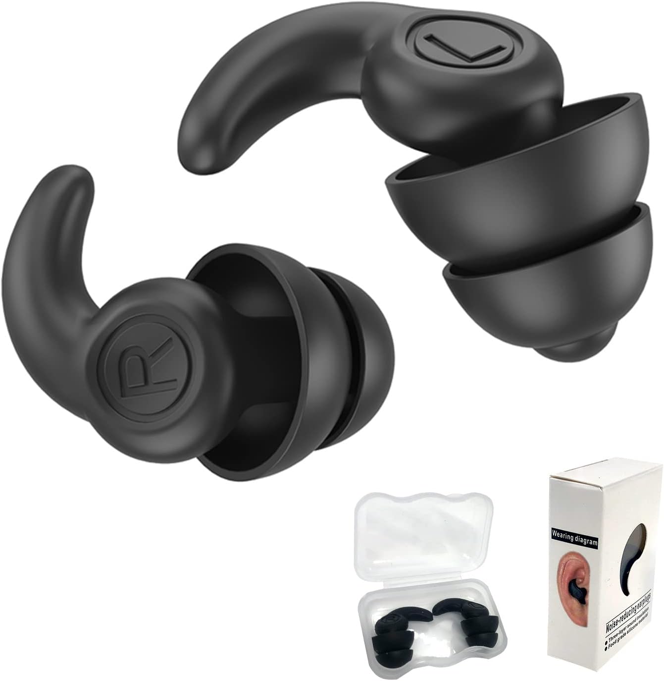 Novelsite Noise Canceling Ear Plugs – Waterproof, Reusable and Washable – Ideal Ear Plugs for Sleeping, Travelling, Partying & More – Give Yourself A Moment of Peace & Tranquility (Black)