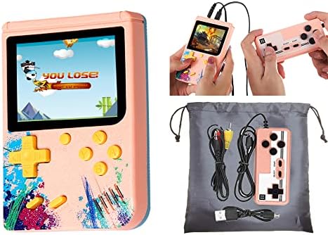 Handheld Gameboy Mini Game Player for Kids and Adults, Retro Game Console with 500 in 1 Built-in Video Games, Portable Game Machine Gift for Family and Friends, Support 2 Players and Connecting to TV