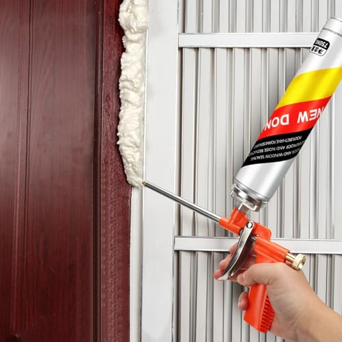 LYCXAMES PU Schaumpistole, 2 Stück Bauschaumpistole, Profi-Dosierpistole aus Metall, Pistolenschaum mit ergonomischem Kunststoffgriff für Heimwerker und Profi zum Verfüllen Abdichten, Orange