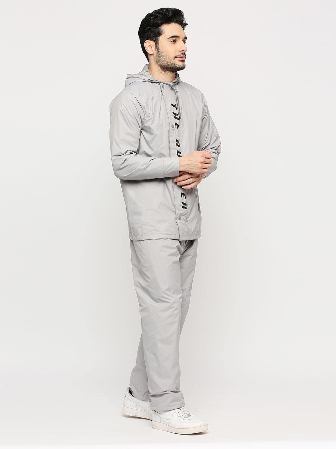 Citizen Avengers Reversible Raincoat for Men with Waterproof Pant, Inbuilt Hood | Durable & Lightweight Rainsuit | Light Grey, XL - Image 8 thumbnail