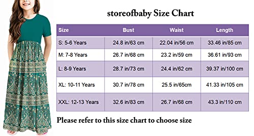 Storeofbaby Dresses For Girls Flowy Short Sleeve Patchwork Maxi With Pocket, 8-9 Years #TOP5
