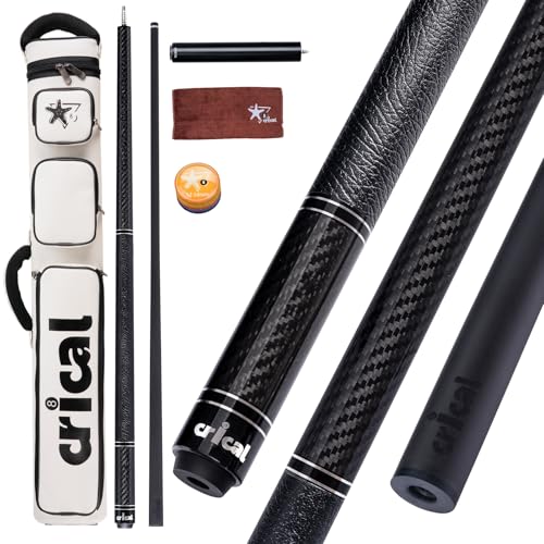 CRICAL Carbon Fiber Pool Cue Set, Low Deflection Billiards Cue Stick, 58 Inch