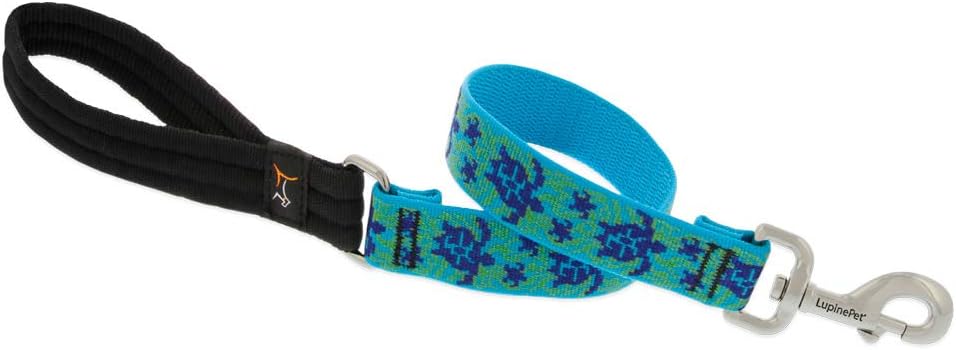LupinePet Originals 1" Turtle Reef 6-Foot Padded Handle Leash for Medium and Larger Dogs