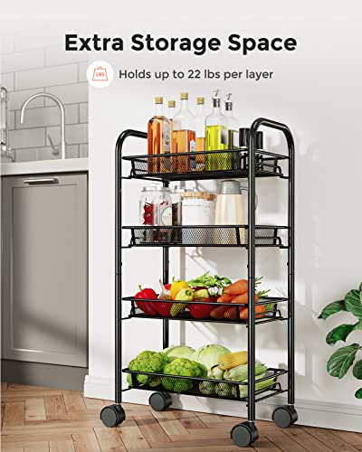 Pipishell 4-Tier Mesh Wire Rolling Cart Multifunction Utility Cart Metal Kitchen Storage Cart With 4 Wire Baskets Lockable Wheels For Home, Office, Kitchen Piuc02 #TOP1