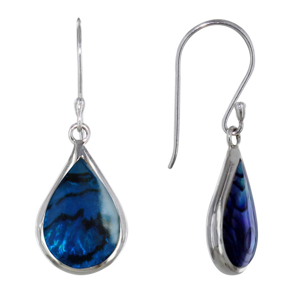 LES POULETTES BIJOUX Orecchini In Argento 925 A Goccia – Abalone Madreperla Blu – Gioielli Fatti In Europa – Con Scatola Regalo