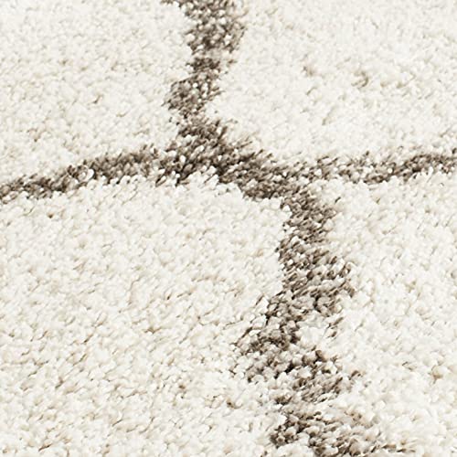 Image of Fur Shaggy Rugs and Carpets, Modern Plush Area Rug for Bedroom Living Room Floor Mat Bedside Home Decor Carpet (8x8 Feet Round, Ivory|Grey)