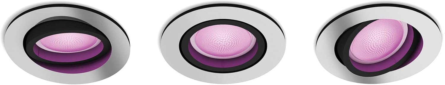 Philips Hue Centura White & Color Atmosphere Recessed LED Good Ceiling Highlight 3 Pack, Aluminium. Suitable with Alexa, Google Assistant and Apple Homekit