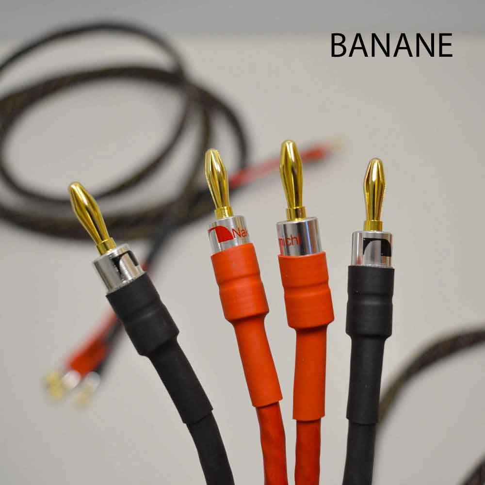 Cavo per Altoparlanti 2x2 Spinotti a Banana Nylon Nero 3 metri