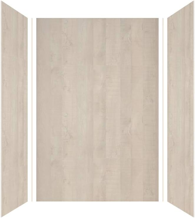 Transolid EWK483672-45 Expressions 3-Panel Shower Wall Kit, 36-in L x 48-in W x 72-in H, Bleached Oak