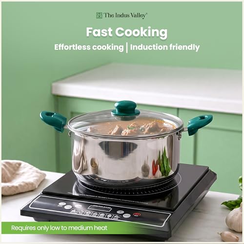 Image of The Indus Valley Stainless Steel Impact Bonded Casserole 5 litres | 3-Layer Thick Bottom | Healthy & Toxin-Free | Fast &Even Heating | Stay-Cool Handle | Induction Friendly I Easy to Clean