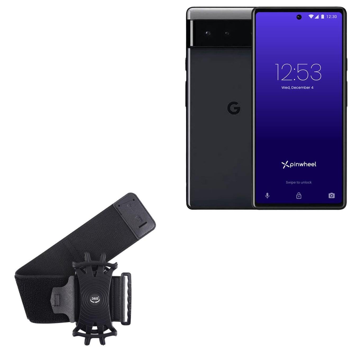 BoxWave Holster Compatible with Pinwheel Pixel - ActiveStretch Sport Armband, Adjustable Armband for Workout and Running - Jet Black