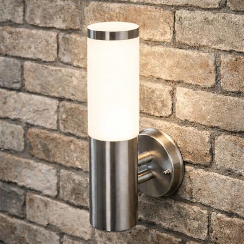 CGC Lighting Lampada da Parete Esterna in Acciaio Inox, Colore Argento, per Esterni, Giardino e Veranda