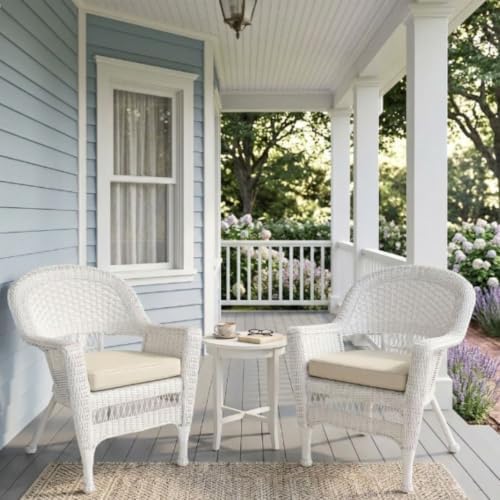 Jeco Wicker Patio Chairs Set of 2 - Outdoor Resin Wicker Chairs w...