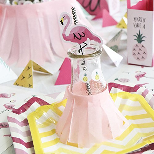 Palitos de papel decorativos flamenco rosa paquete 24 miniatura 6