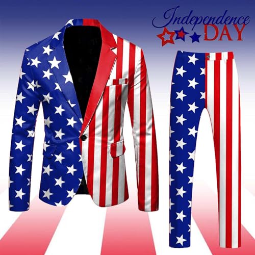 Generic American Flag Suit for Men USA Outfit for The 4th of July with Pants United Stripes Formal Dress Jacket 2024 (Blue, M), Medium3