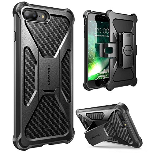 i-Blason Case for iPhone 7 Plus/ 8 Plus 2017, Transformer Kickstand Heavy Duty Dual Layer Combo Holster Cover case with Locking Belt Swivel Clip (Black)