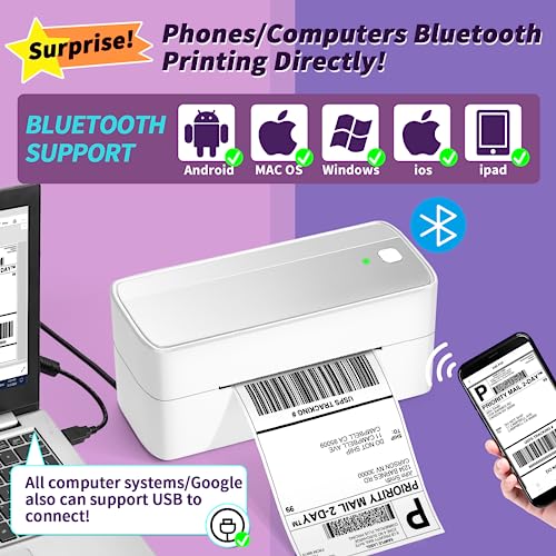 Bluetooth Thermal Shipping Label Printer - 241Bt Portable Thermal Label Printer For Shipping Packages - Thermal Shipping Label Printer Wireless Label Makers, Compatible With Usps, Shopify, Amazon #TOP1
