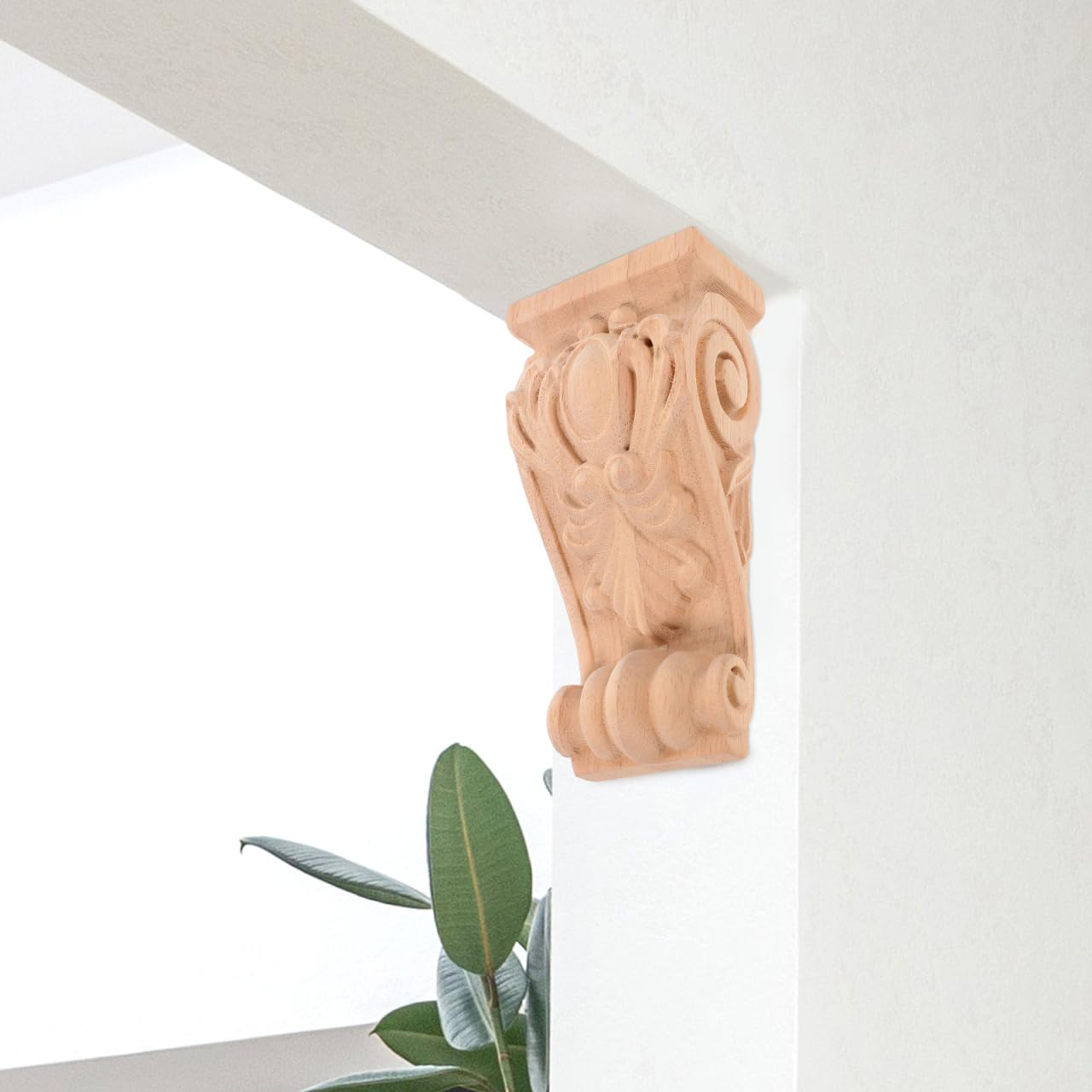 Uonlytech Ménsula de Madera Tallada Europea, Rústica Diseño Clásico, Superficie Lisa y Resistente para Columnas Decorativas en Interiores