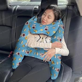 Xikangshun H-Shape Car Pillow Sleeping Head Support, Portable Travel Kids Pillow For Car Seats Long-Distance, Car Sleeping Long Journeys Pillows For The Back Seat Adults And Children (D