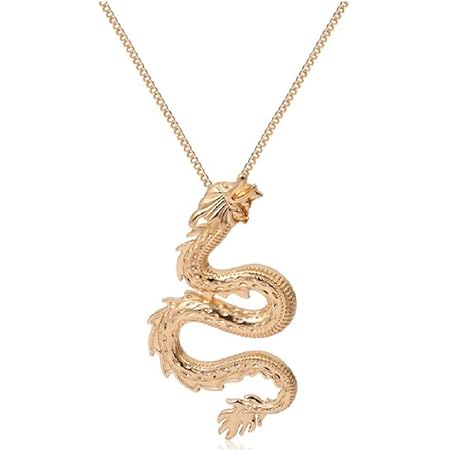 Amazon 昇龍 ゴールド ネックレス 大きめ アクセサリー ビンテージ ドラゴンネックレス メンズ 龍神 開運 金運 成功 神様 風水 飾り物 誕生日 記念日 レディース ネックレス 通販