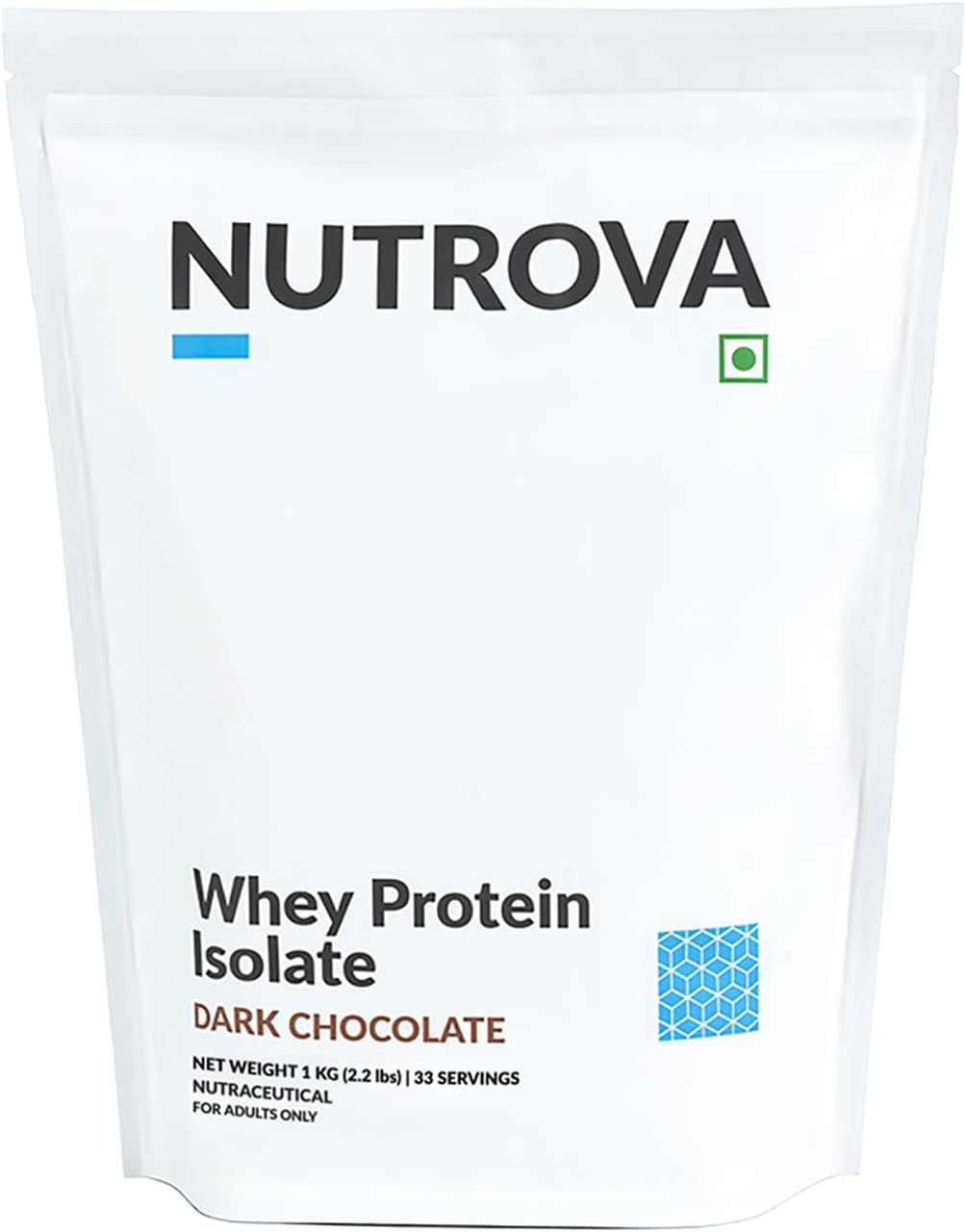 Nutrova Whey Protein Isolate Dark Chocolate 1Kg (Pack of 1) with 24g Protein Every 30g Scoop & 5.5g BCAAs |Protein Powder for Men & Women with no Artificial Sweeteners or Added Sugars |Easy to Digest.