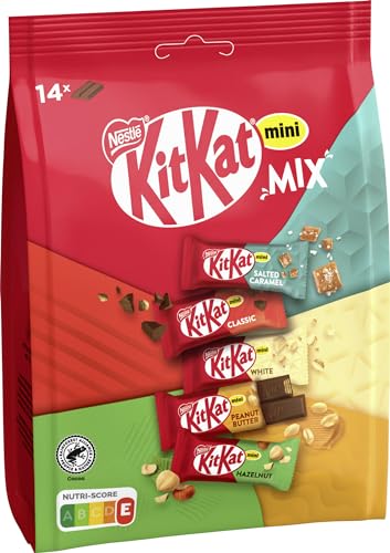 Kitkat Nestlé Mini Mix Schokoladenriegel, fünf leckere Geschmacksrichtungen, 14 Riegel, 1er Pack (1 x 197.4g Beutel)